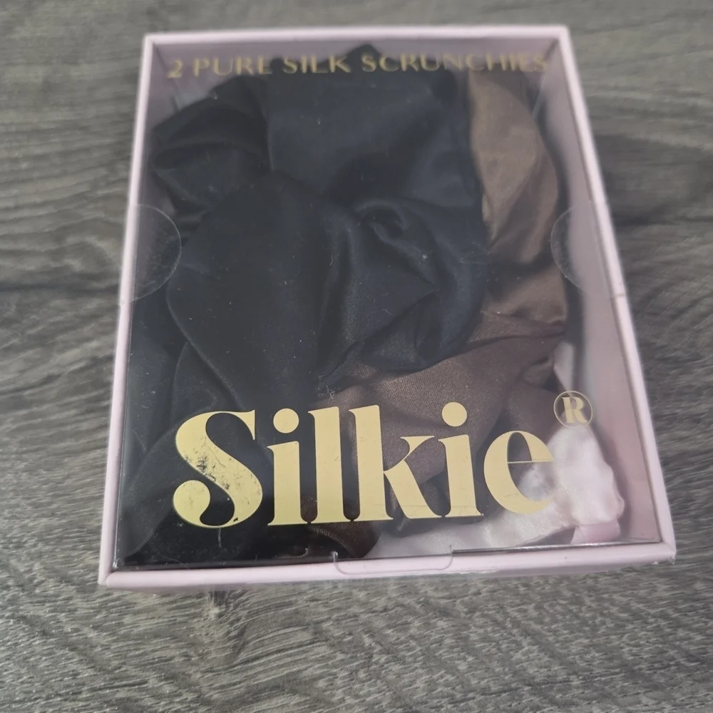 2 Pure Silk Hair Scrunchies - NEW
